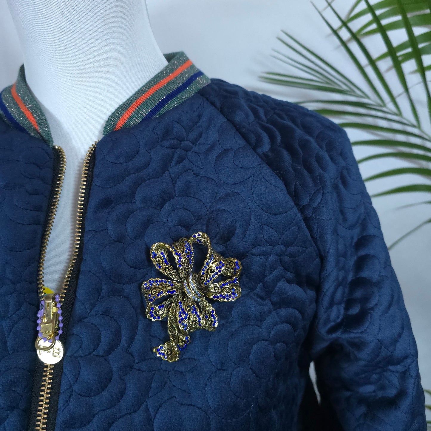 Medium Midnight Navy Quilted Velvet