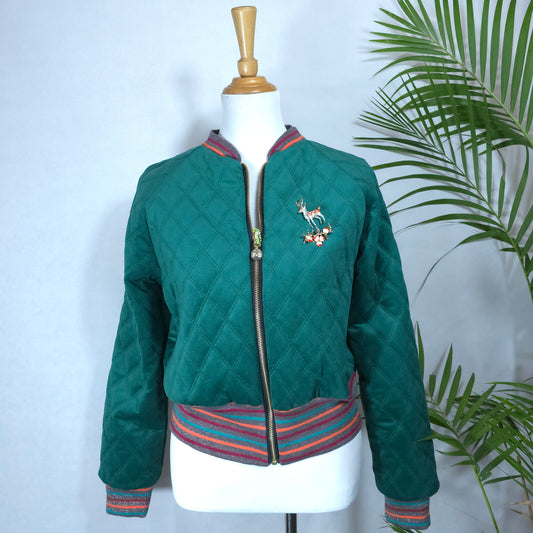 Large Emerald Quilted Velvet
