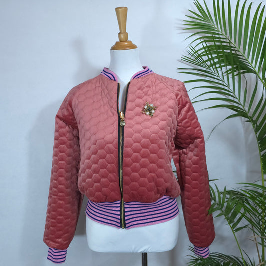 Large Rose Pink Quilted Velvet