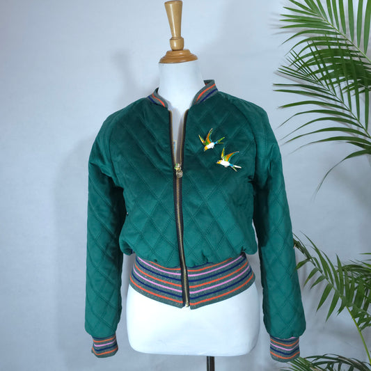 Small Emerald Green Quilted Velvet