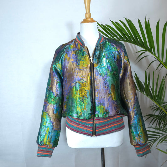 Large Green, Purple and Gold Brocade