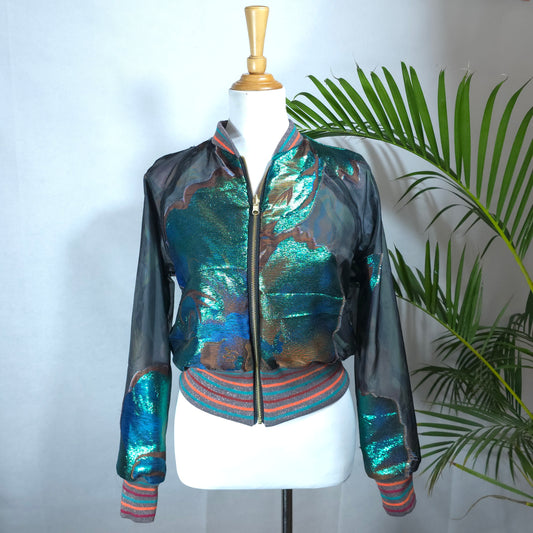Small Green, Purple and Gold Brocade