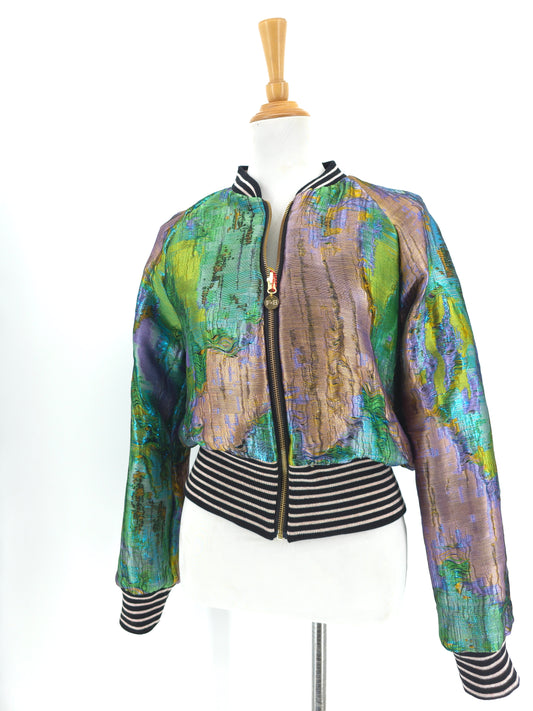 Medium Purple, Green and Gold Brocade