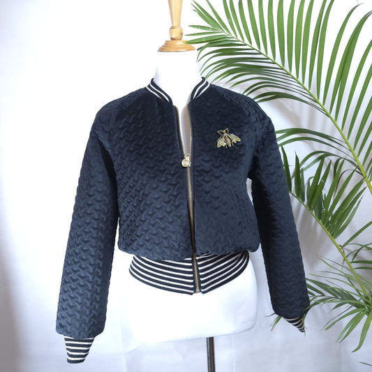 Small Black Quilted Velvet