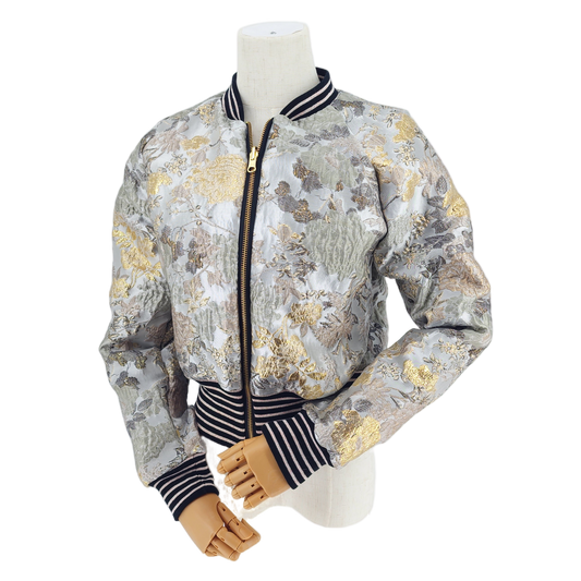 Small Silver and Gold Flower Brocade